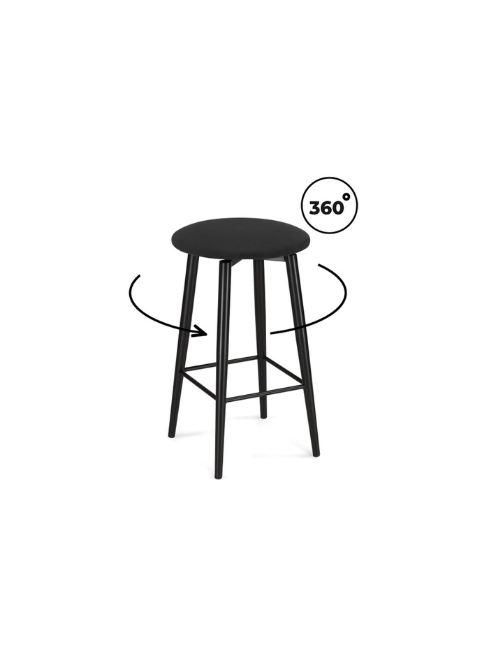 Стул полубарный Гангток крутящийся черный / черный матовый
